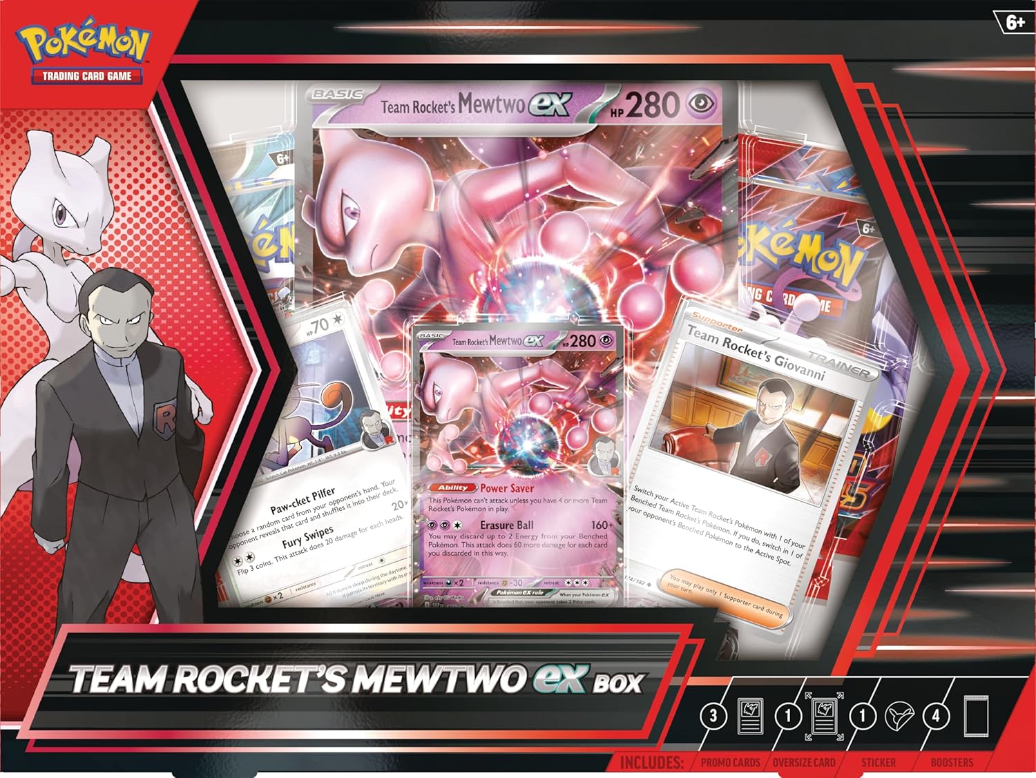 Pokemon TCG Team Rockets Mewtwo ex Box - 4 Packs Promos