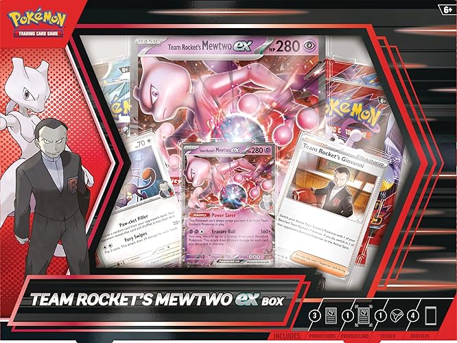 Pokemon TCG: Team Rocket’s Mewtwo ex Box - 4 Packs, Promos