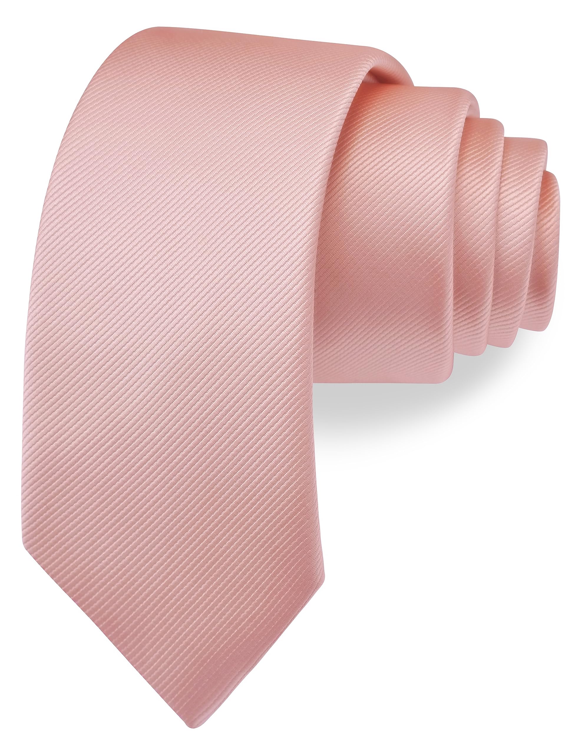 Branduce 2.4" Rose Gold Tie Mens Skinny Tie for Wedding 6cm Solid Pure Color Thin Slim Woven Necktie (TA04-32)
