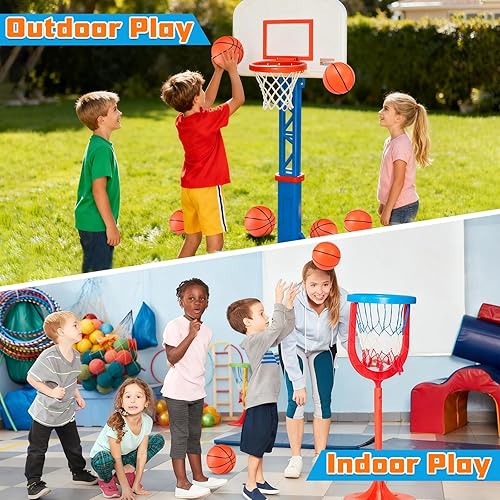 Miniatura 7 de Hymaz 36 mini pelotas de baloncesto de 4 pulgadas para niños, pelotas de baloncesto pequeñas de goma con bomba para regalos de baloncesto para