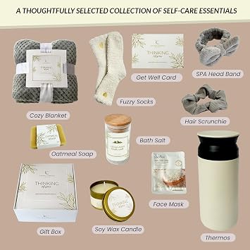 Self Care Gifts for Women 11 Piece, Womens Get Well Gifts for Mom Girlfriend Wife Daughter, Womens Spa Gifts Baskets With Bath Salts, Oatmeal Soap, Blanket, Encouraging Inspirational Gift Basket