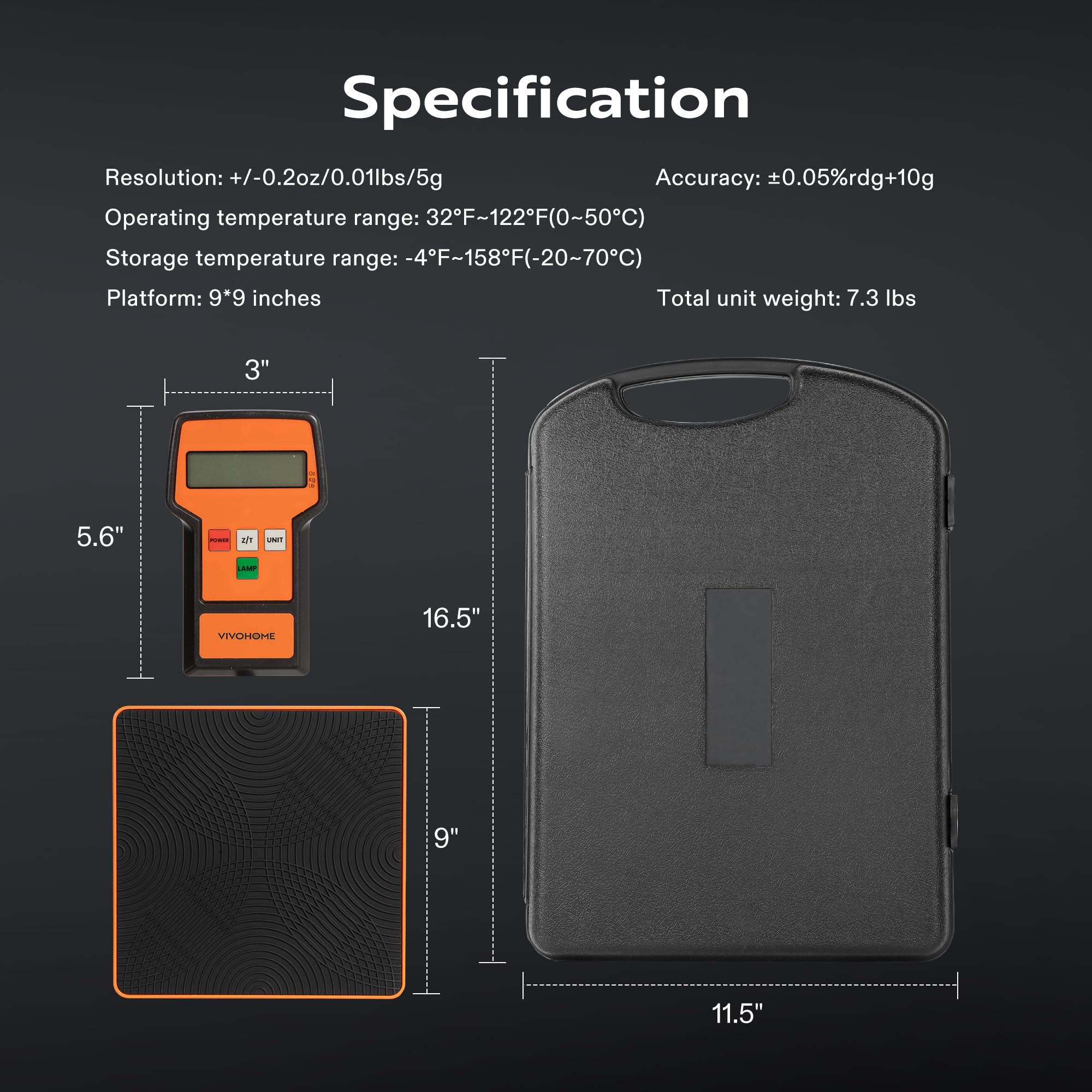 VIVOHOME Báscula de carga de refrigerante digital electrónica de alta precisión con funda para HVAC 220 libras, naranja | AC Freon - Báscula de peso de carga con funda portátil para todos los tanques de recuperación de refrigerante, color naranja