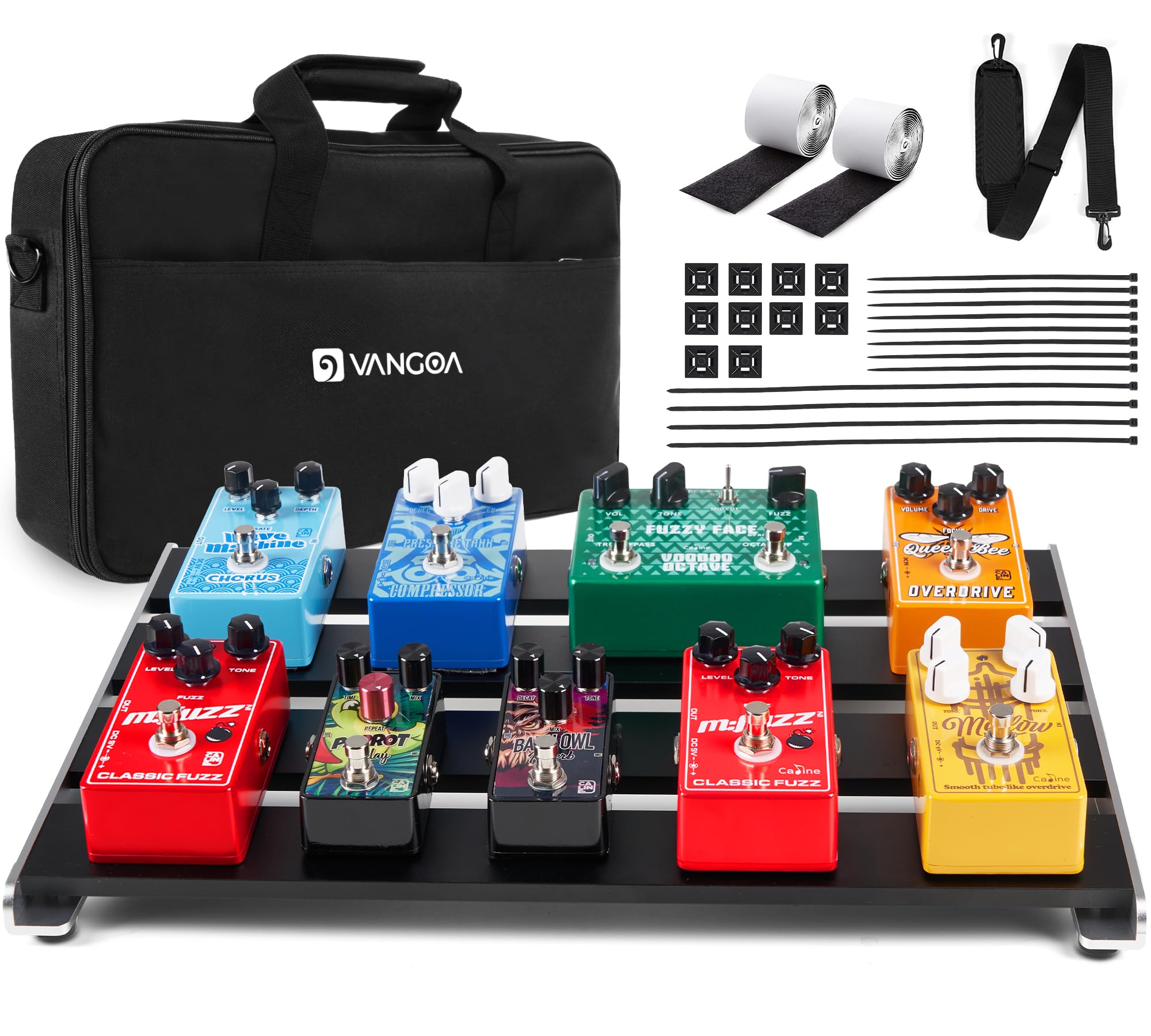 Vangoa Guitar Pedal Board Aluminum Alloy 2.8lb Effect Pedalboard Rock Board 18" x 12" with Carry Bag, Heavy Duty