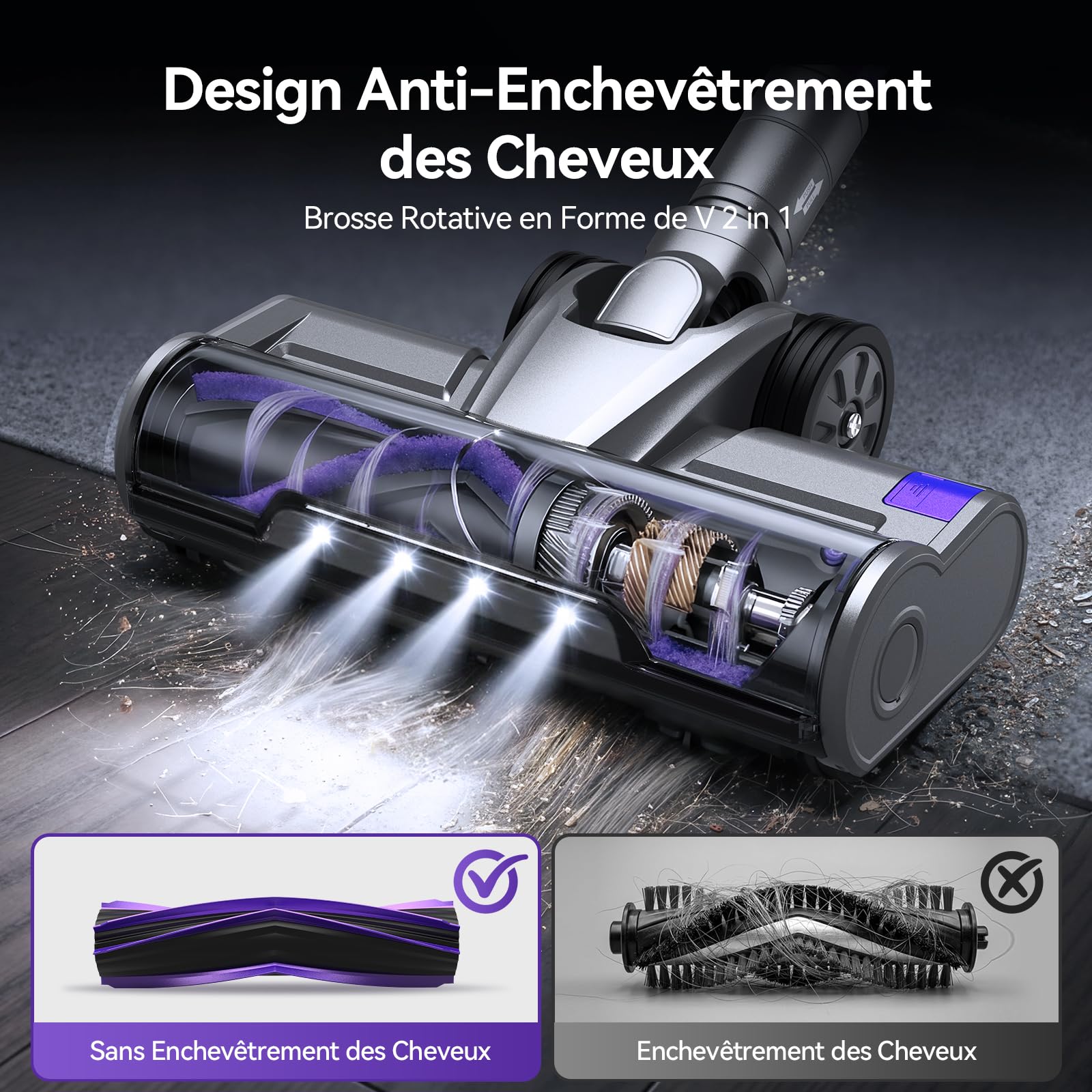 Redkey X18 Aspirateur Balai sans Fil, 60KPa/650W/80Min Aspirateur sans Fil Puissant avec ecran LED, Intelligent Suction Adjustment, Aspirateur sans Fil 8-en-1 pour Sol Dur,Tapis,Les Poils d'animaux