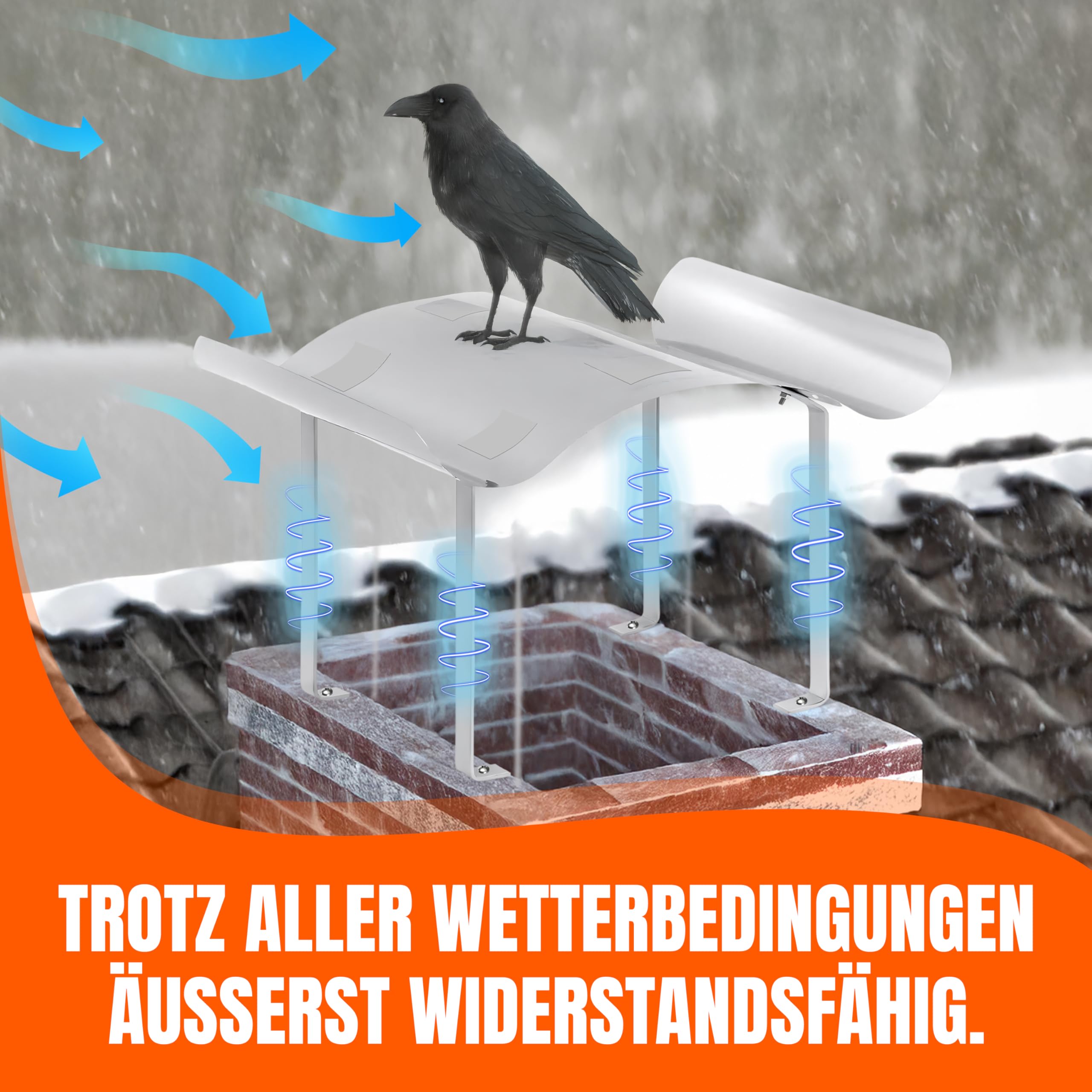 Schornsteinabdeckung Edelstahl - Kaminhaube mit Regen, Dreck und Tier Schutz - inkl. Werkzeug & Handschuhe, Regenhut, Kaminschutz, ideal für Schornstein, Kamin, Ofenrohr & Regenhaube - Kaminabdeckung