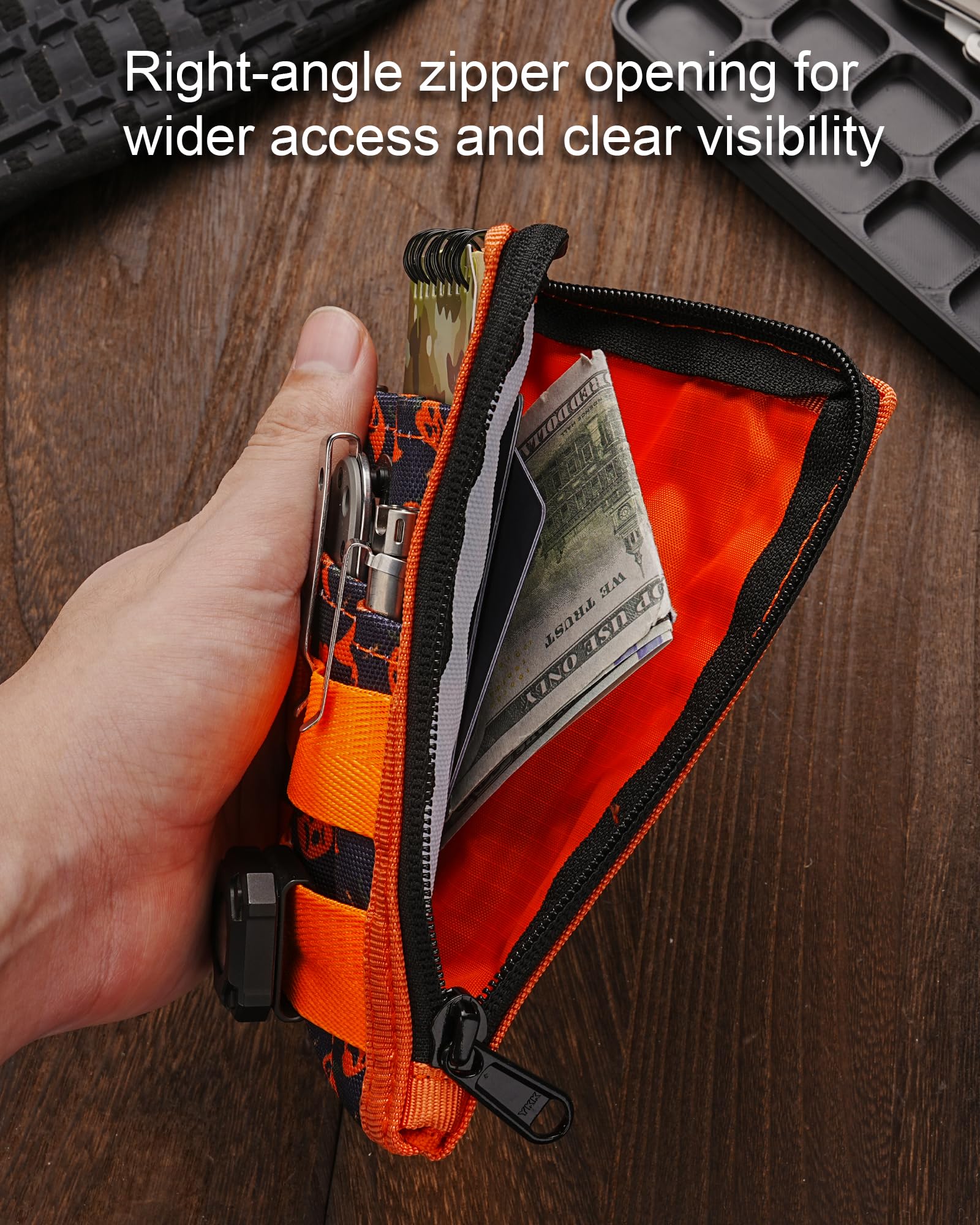 VIPERADE VE36 Schlanke EDC Pouch mit DIY Patch-Bereich, Minimalistische Geldbörse für Herren, EDC Tasche Organizer für Multitools