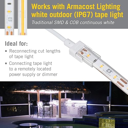 Miniatura 3 de Conector de cable de cable IP67 para exteriores de 12 pulgadas, color blanco, paquete de 2