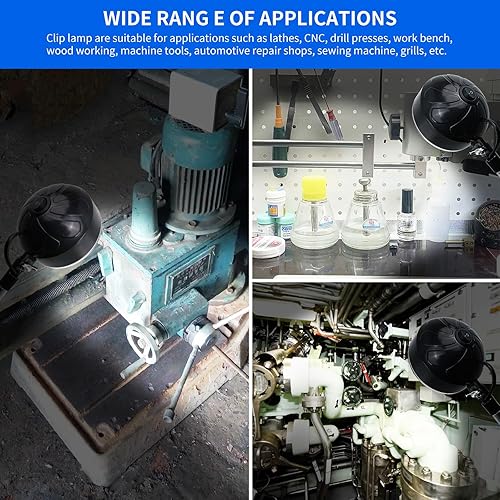 Miniatura 5 de Luz de abrazadera, luz de trabajo LED con clip flexible y fuerte para taller, costura, torno, sierra de cinta, banco de trabajo, escritorio