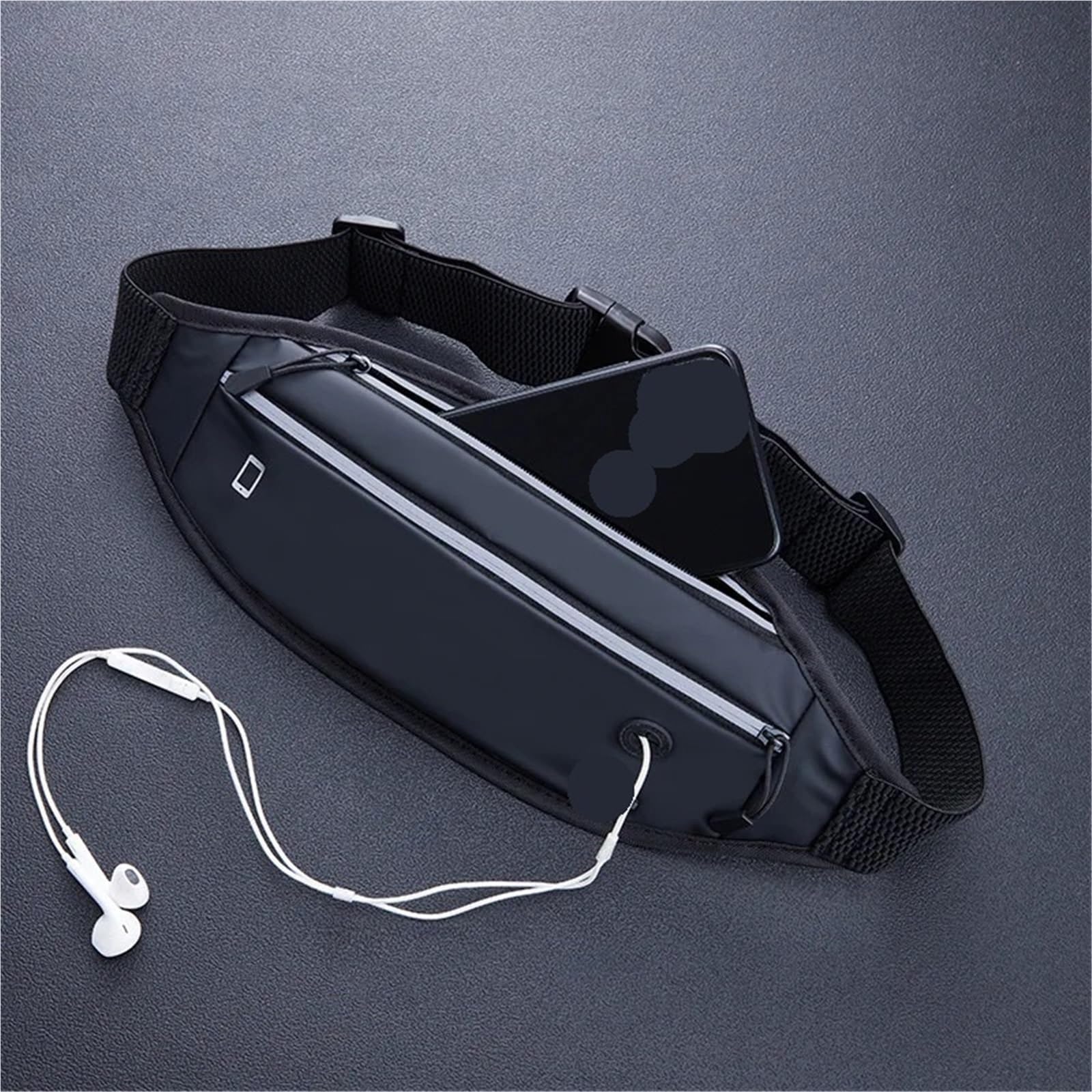 Riñonera Deportiva for Correr, Bolsa teléfono móvil Hombre y Mujer, Invisible Impermeable, Bolsas Deportivas Gimnasio, riñonera para Trotar(Black)