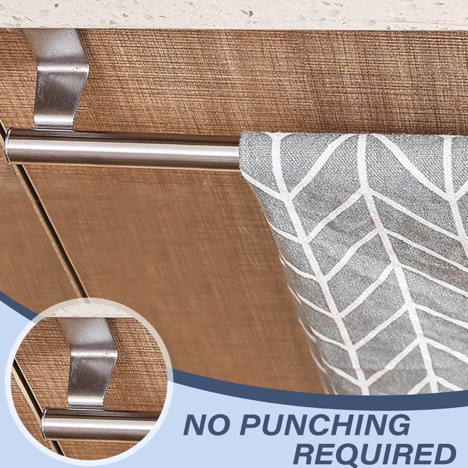 Over Door OrganiserStainless Steel Over Door Towel Rack Set 2 Pack 9.5'' Long Towel Rails for Bathroom Kitchen Living Room No Drill Installation Home Supplies Organizer