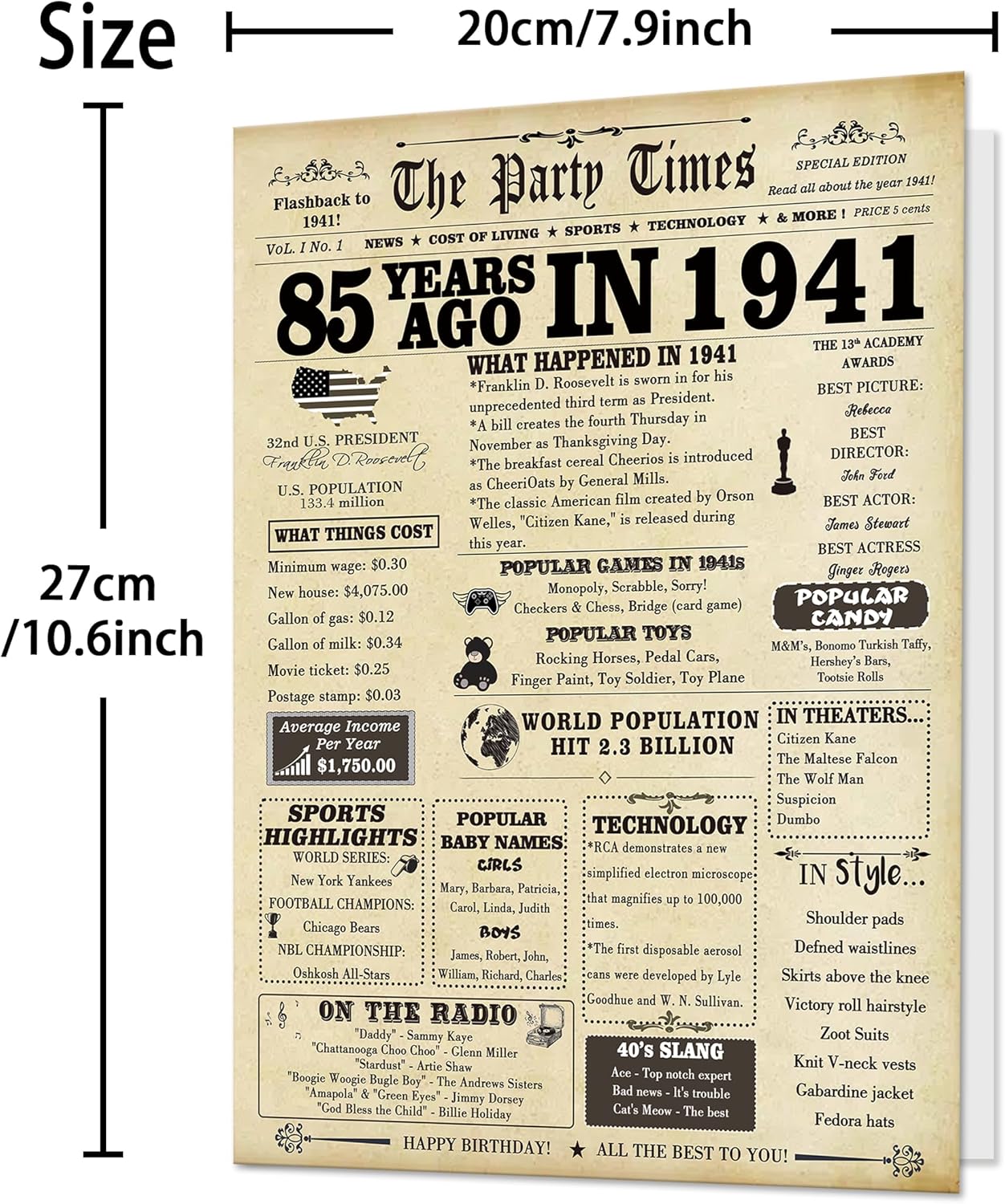 Funny 85th Birthday Card for Men Women,Happy 85 Year Old Birthday Gift for Dad Mom Wedding Anniversary,Giant Bday Decorations Card for Grandma Grandpa - Image 2