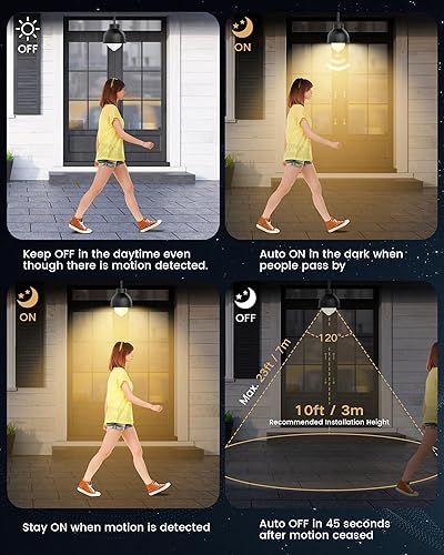 Miniatura 3 de Paquete de 3 bombillas LED con sensor de movimiento, 13 W, 1100 lm, luces de anochecer y amanecer, A19 E26 2700 K, iluminación LED para interiores,