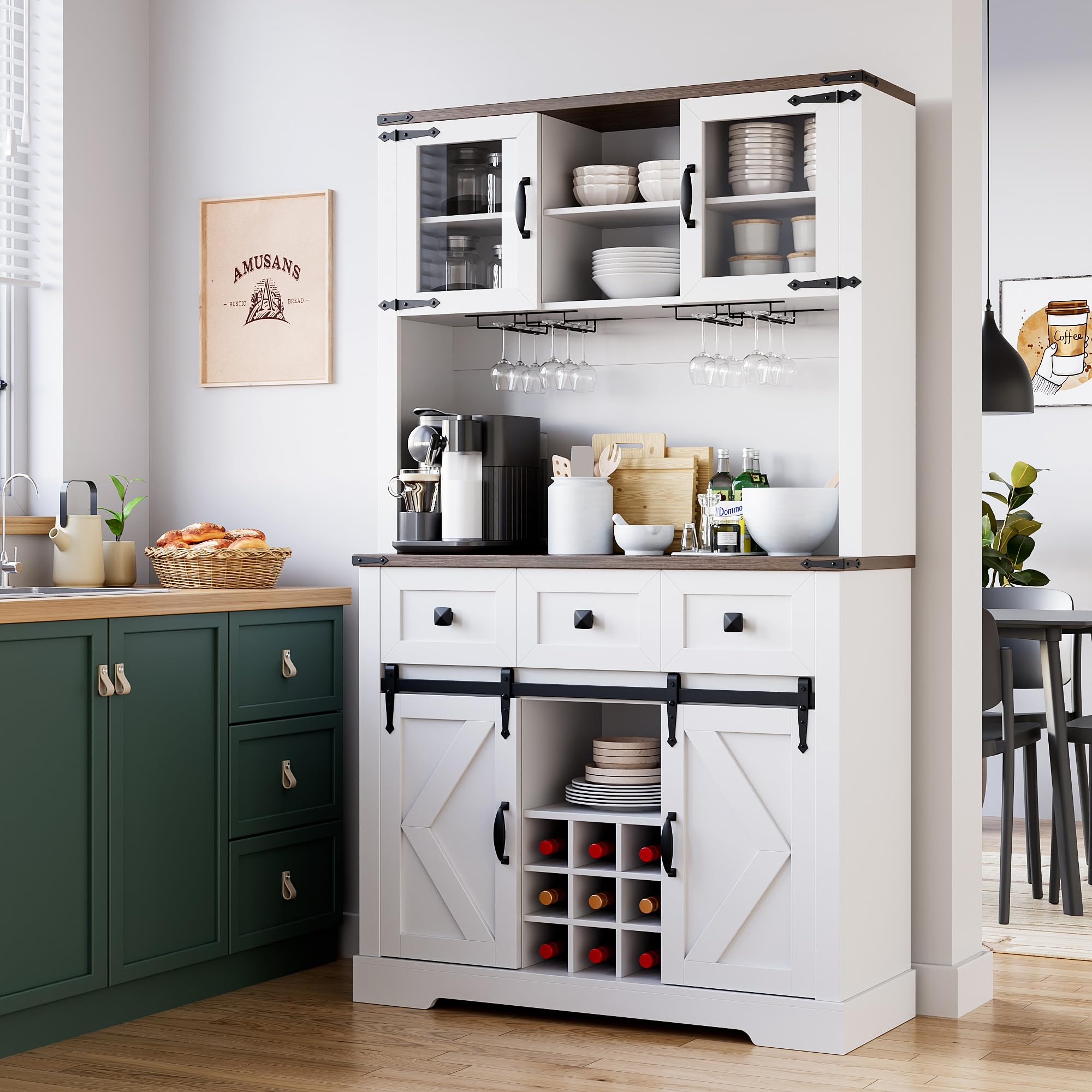 Amazon.com: GAOMON 72" Tall Kitchen Pantry Cabinet, Farmhouse Kitchen ...