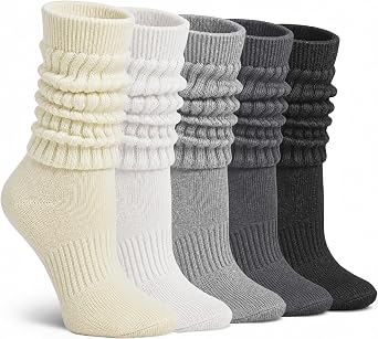 5 Pairs Slouchy Socks for Women, Slouch Scrunch Boot Socks