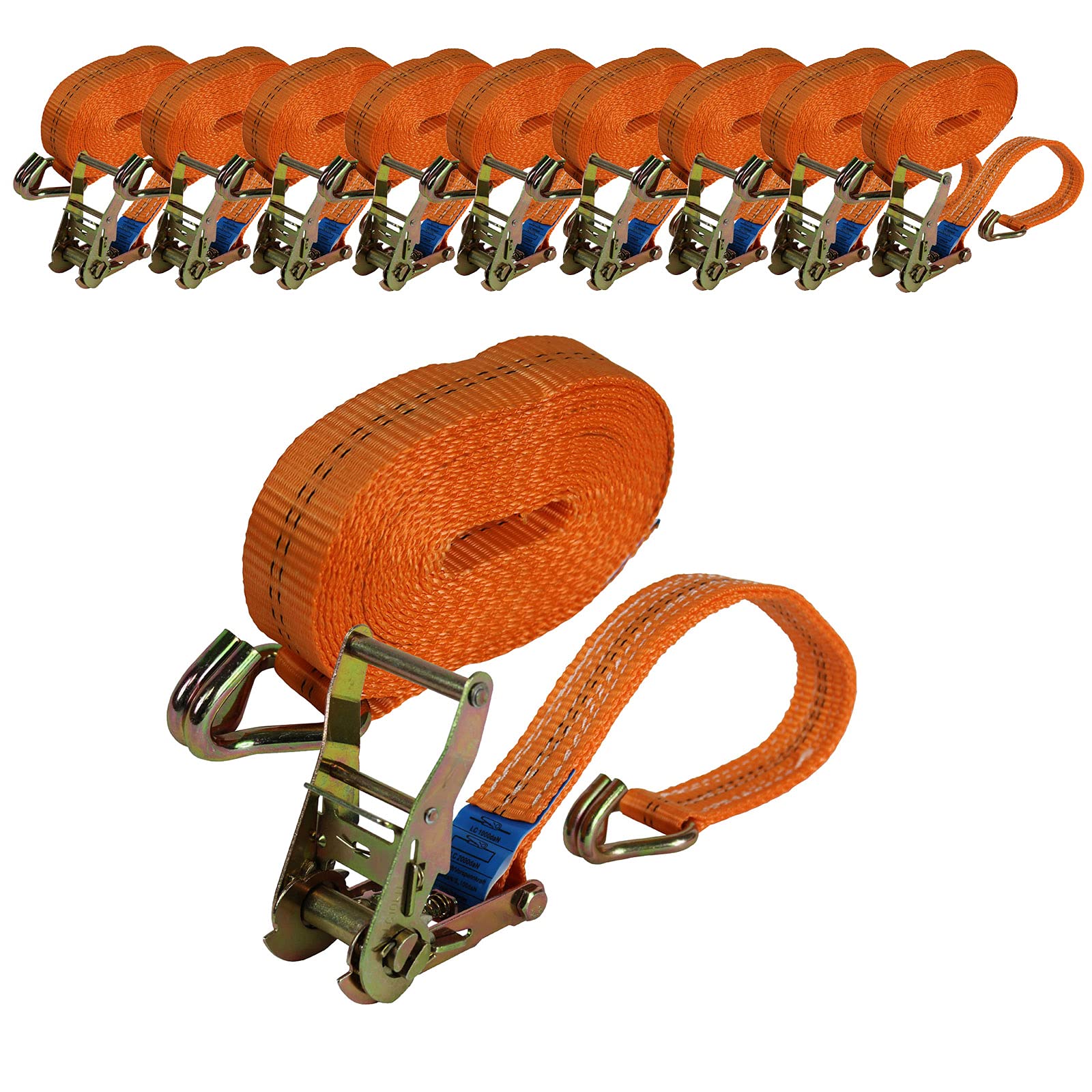 TRUTZHOLM 10x Profi Ratschen Spanngurt Spanngurte Zurrgurt 2-TLG 6m 2t 2to 2000kg TÜV/GS ORANGE