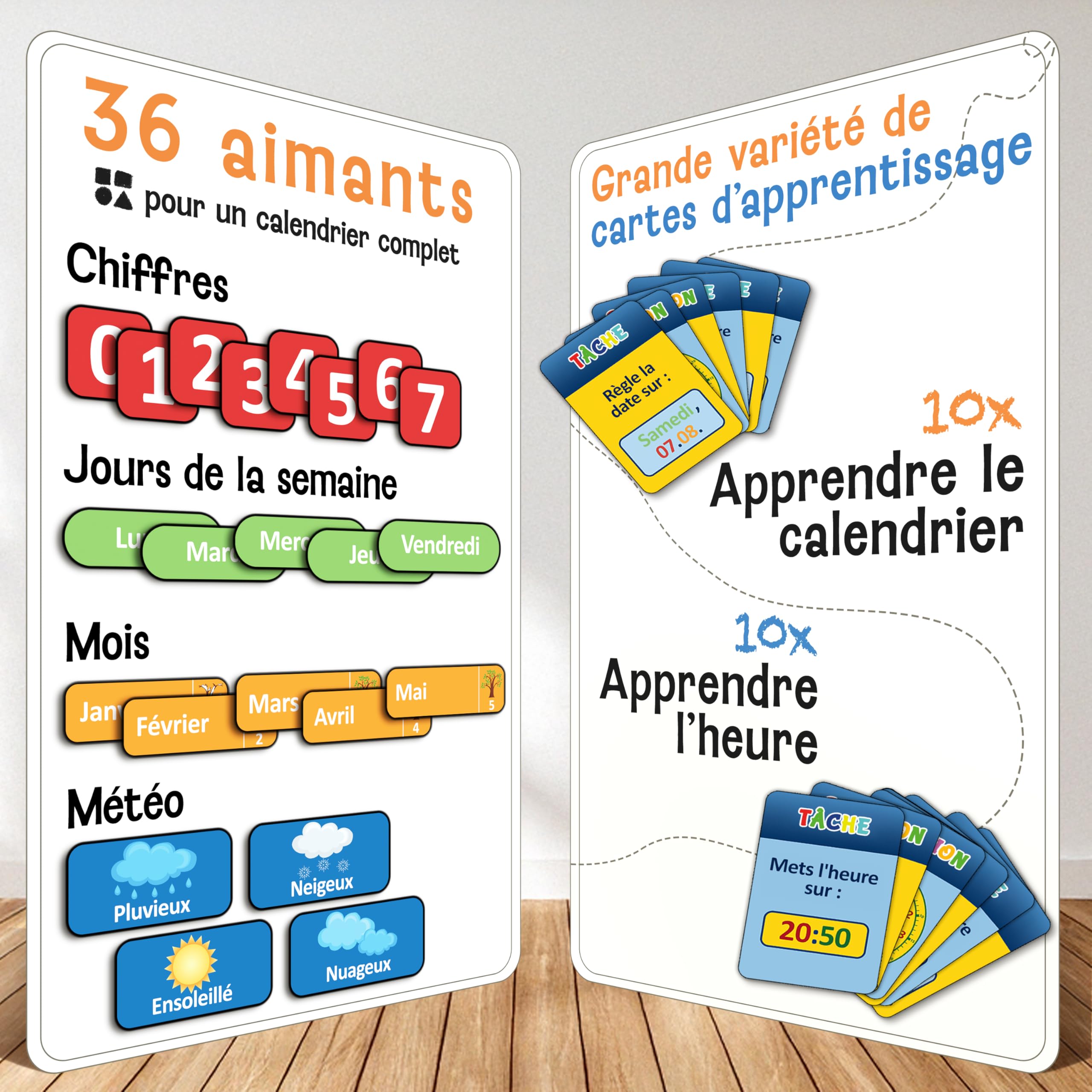 LIKARTO Mon Premier Calendrier – Jeu Éducatif Magnétique pour Enfants avec 36 aimants – 42x32cm