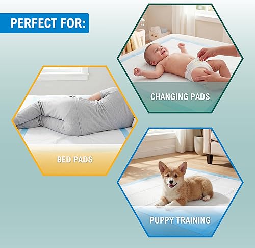 Miniatura 8 de MED PRIDE Almohadillas desechables de 23 x 36 pulgadas (25 unidades) para incontinencia, Chux, fundas de cama, entrenamiento de cachorros,
