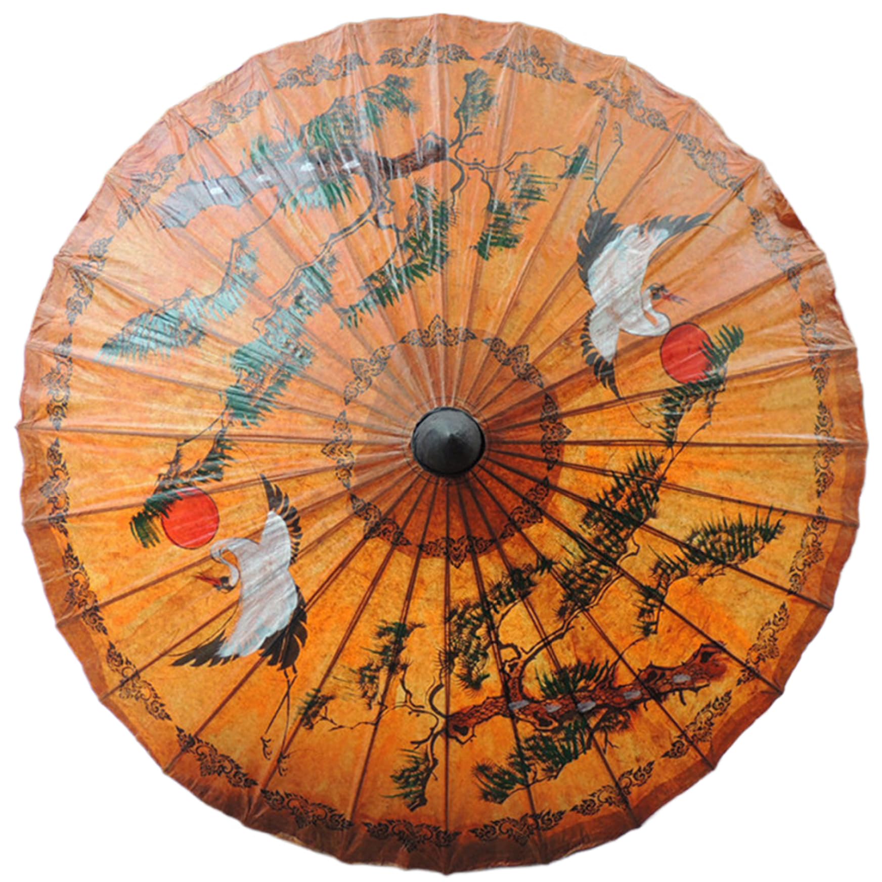 Otbushit Red-Crowned Crane Pattern Paper Umbrella, Waterproof Chinese Parasol Oiled Paper Umbrella for Parties Photography Costume Decoration