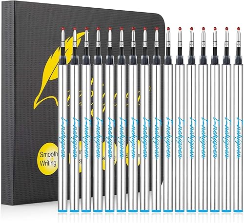 Miniatura 5 de Recambios de bolígrafo roller de 4.37 pulgadas, escritura suave, tinta de gel alemán, repuesto de metal tamaño estándar, tinta negra de punta fina,