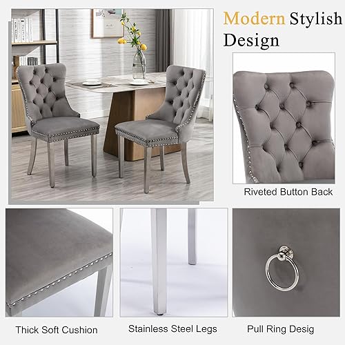 Miniatura 7 de Juego de 6 mesas de comedor redondas de mármol para 6, mesa de cocina y sillas redondas de mármol de 45 pulgadas, juego de 6, mesa de comedor