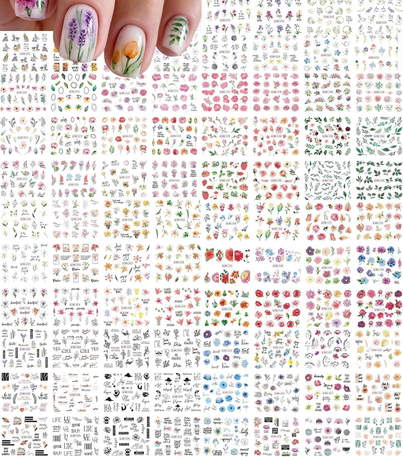 Autocollants ongles filigrane ultra-fin : motifs papillons et fleurs pour décors de pieds