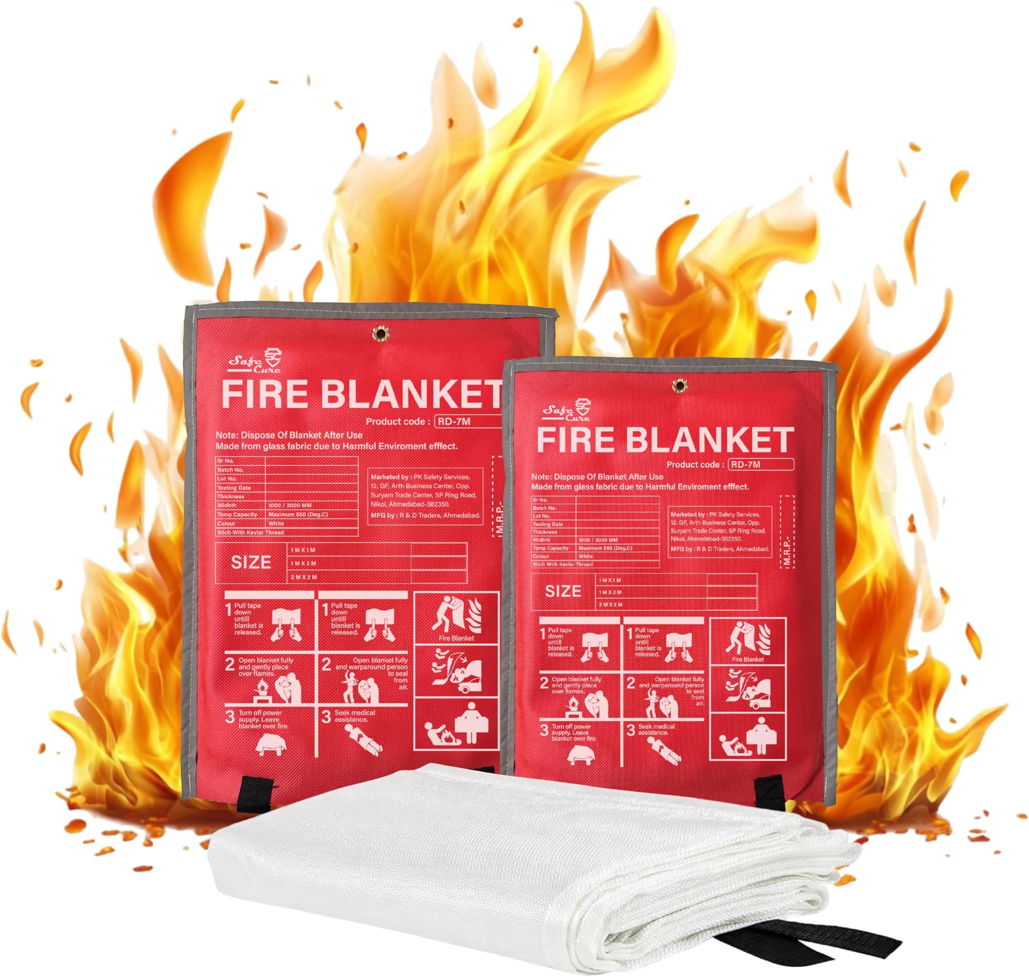 Emergency Fire Blanket | Survival Fiberglass, Flame Retardant, Protection Fire Blanket | Shelter Safety Cover for The Kitchen, Fireplace, Grill, Car, Camping | 1X1 Mtr | Pack of 1