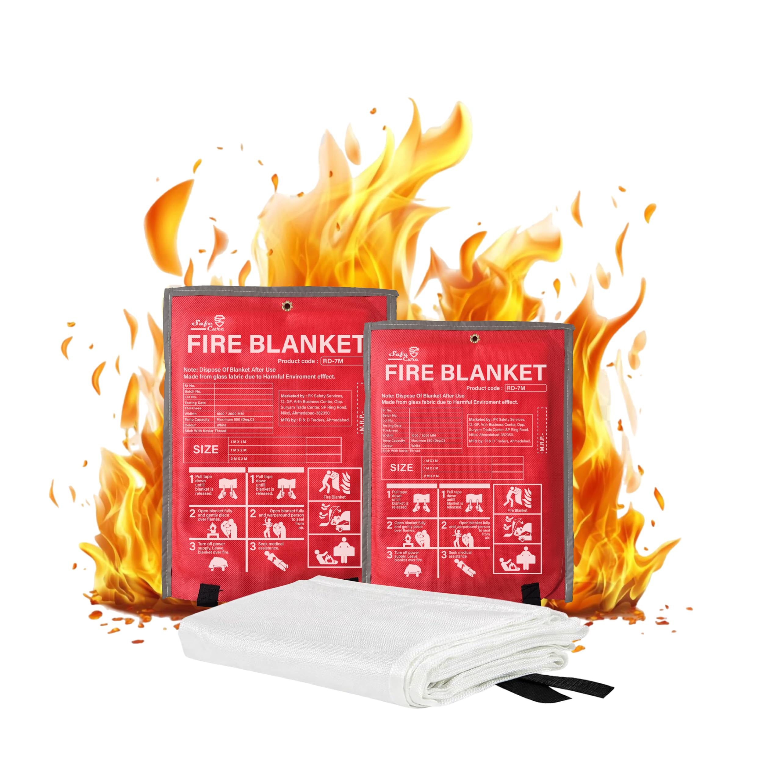 Emergency Fire Blanket | Survival Fiberglass, Flame Retardant, Protection Fire Blanket | Shelter Safety Cover for The Kitchen, Fireplace, Grill, Car, Camping | 1X2 Mtr | Pack of 1