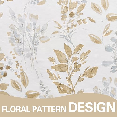 Miniatura 7 de Cortinas florales de 96 pulgadas de largo para sala de estar, cortinas semitraslúcidas que filtran la luz, cortinas de campo impresas con ojales en