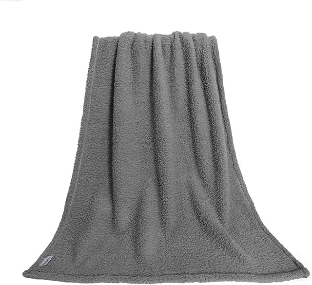 furrybaby Premium Fluffy Fleece Dog Blanket, Soft and Warm Pet Throw for Dogs & Cats Grey (Large (100x120cm))