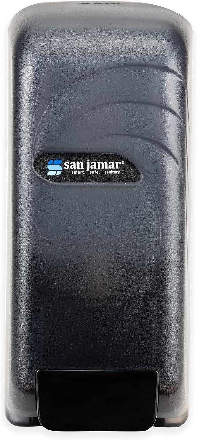 San Jamar Oceans Universal Soap Dispenser – 800mL Liquid Dispenser, Durable Polymer Pump for Bulk Bag-in-Box Cartridges, Lockable Commercial Restroom Unit, Black Pearl, (Pack of 6) image 3