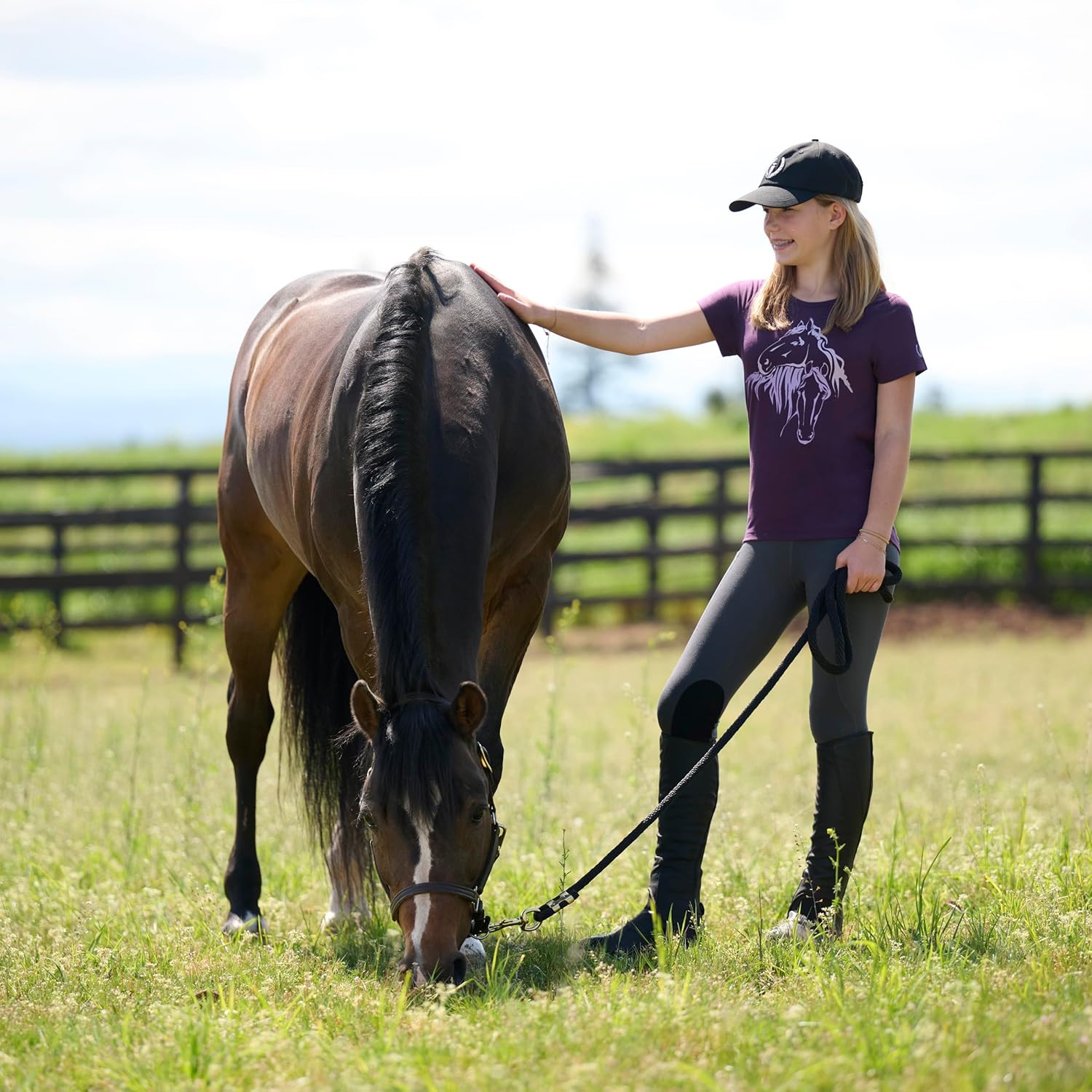 Kerrits Kids Performance Knee Patch Horse Riding Tights – Breathable, Lightweight Kids Equestrian Leggings with Pockets