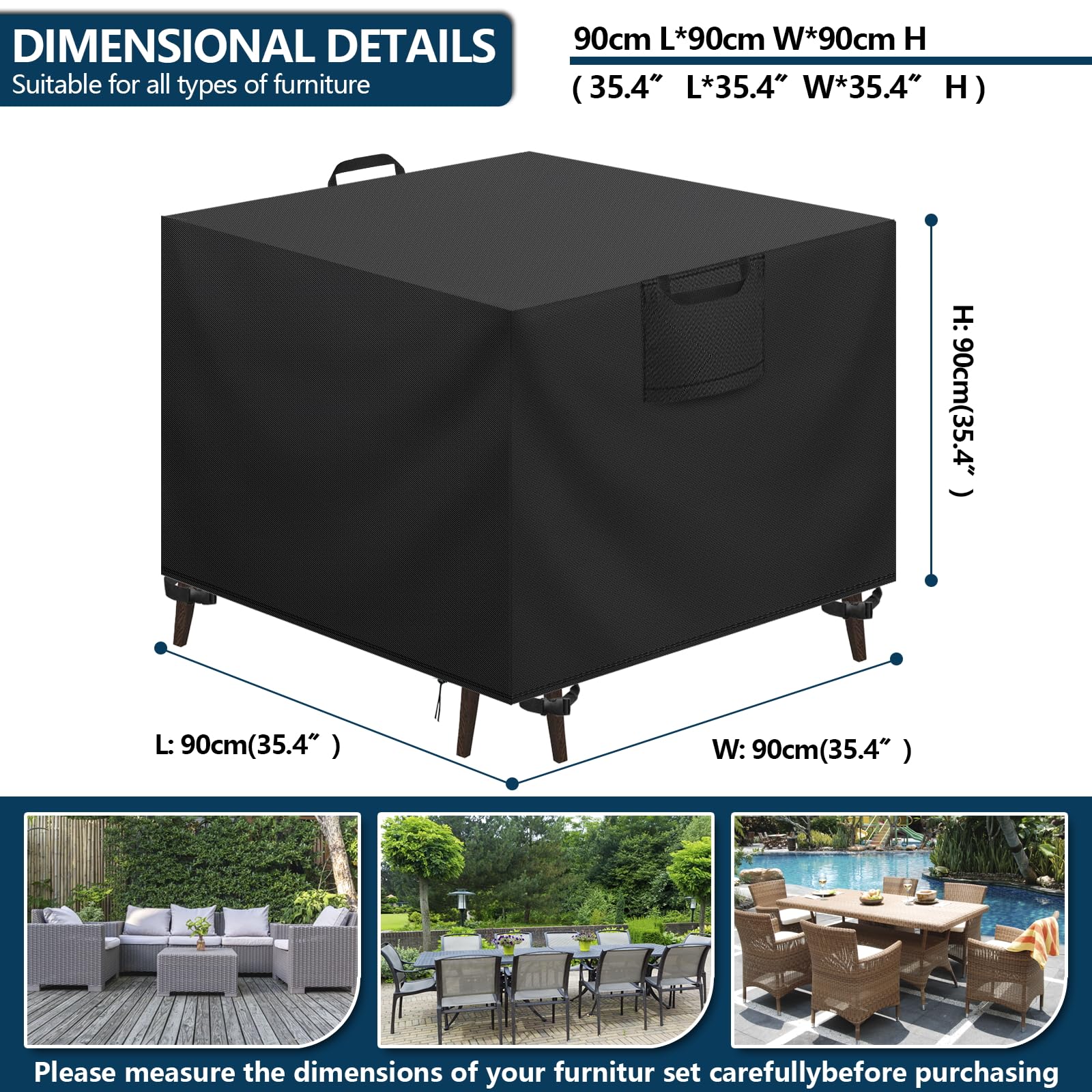 Housse Salon De Jardin Impermeable 160x70x70cm/LxWxH 420D Oxford Tissu