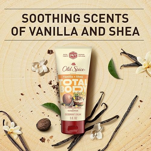 Miniatura 7 de Old Spice Desodorante de cuerpo entero para hombres, desodorante corporal total, vainilla + karité, crema desodorante sin aluminio para frescura