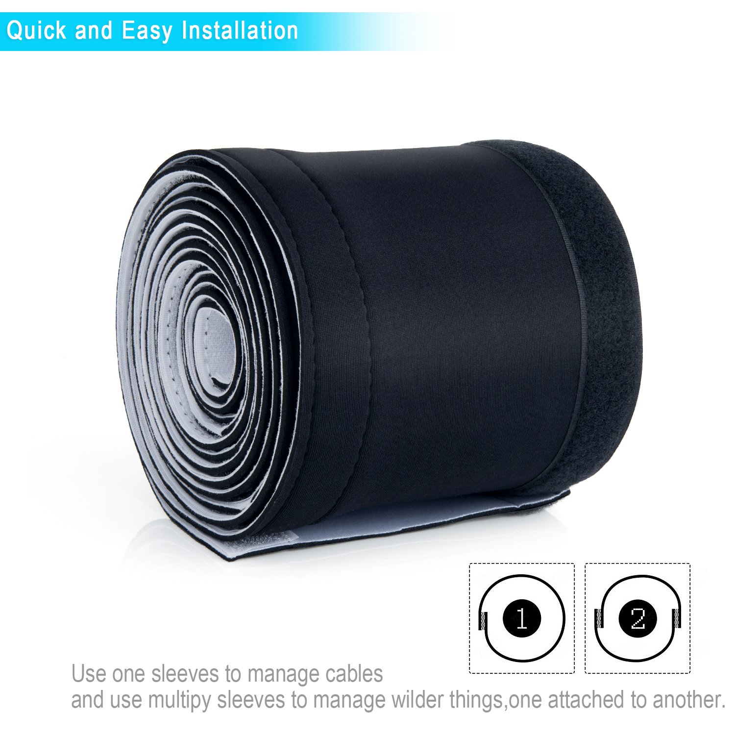 1 Pezzo Copertura Gestione Cavi Nera In Neoprene