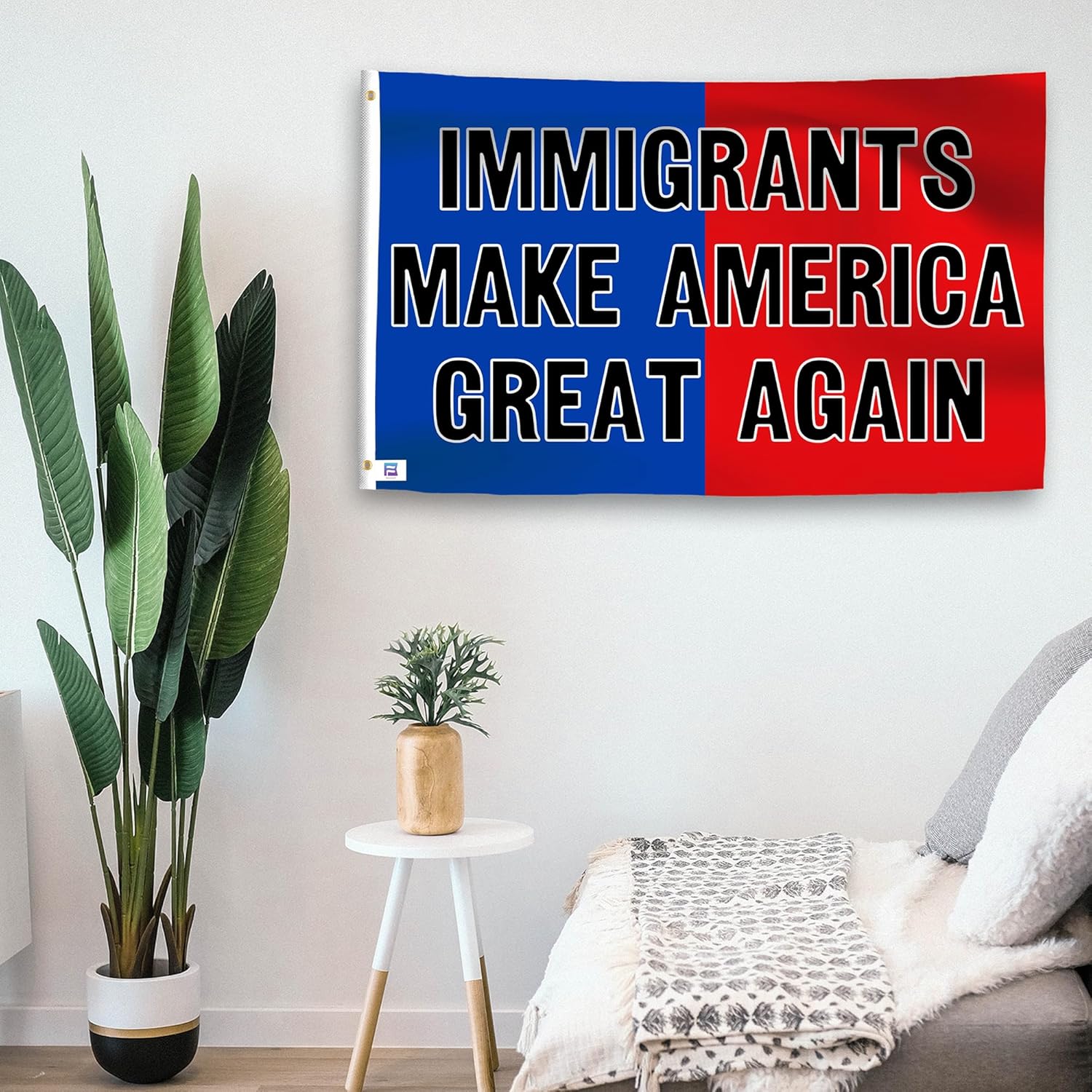 Immigrants Make America Great Political Slogan Flag - 3x5 ft High-Durability Polyester Fade-Resistant, Weatherproof Outdoor/Indoor Banner for Rallies & Events