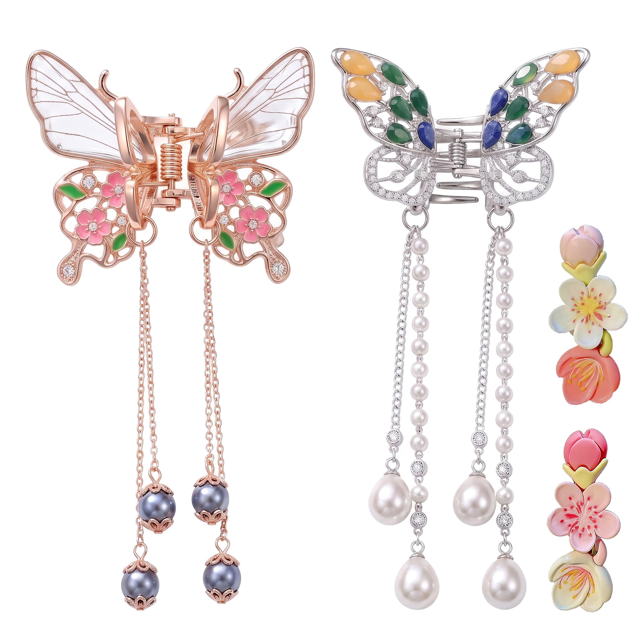 Small Butterfly Hair Clips 2-Pack, Elegant Metal Hair Claw Clips for Women & Girls, Non-Slip Mini Barrettes for Fine Hair & Half-Up Styles, Snag-Free Fairycore Aesthetic Accessories