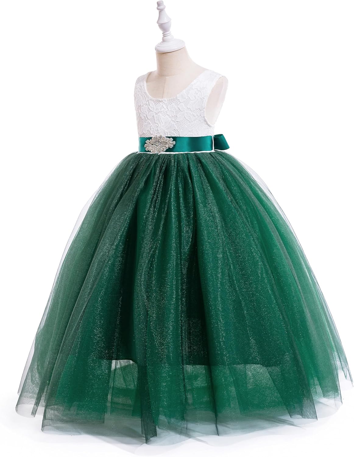 Glamulice Sleeveless Flower Girl Dress A-Line Straight Tutu Tulle Backless Princess Puffy Lace Dresses Party Gown - Image 4