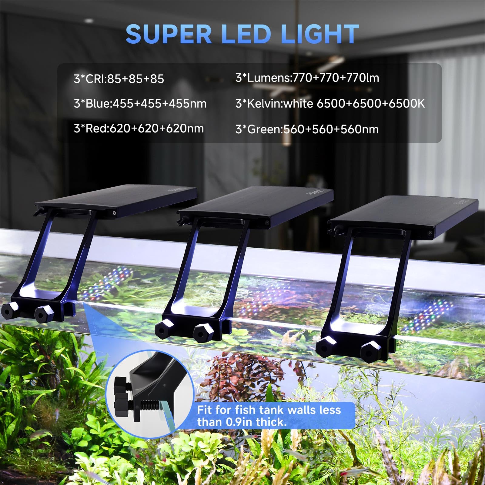 Hygger Clip On Aquarium LED Light 36W Full Spectrum 24/7 DIY 7 Colors Dimmable Fish Tank Light 115-227L