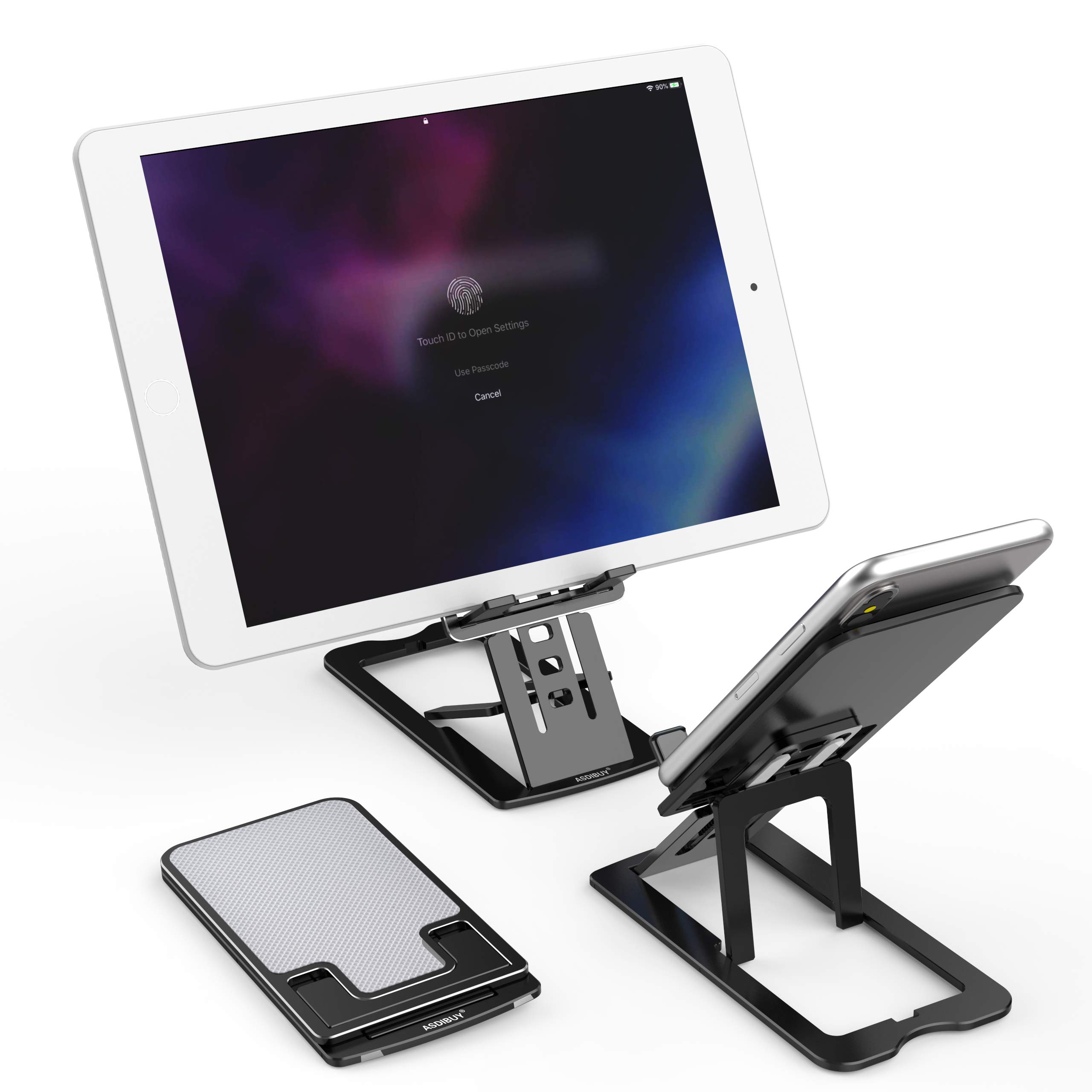 ASDIBUY Tablet Stand Phone Stand,Adjustable Phone Dock- Universal Stand, Compatible with iPhone 12 Mini, 12 Pro Max,11 Pro Xs Max XR X 8 7 6S Plus SE, Samsung S10 S9 S8, All 3.5-12.9 inch Devices.