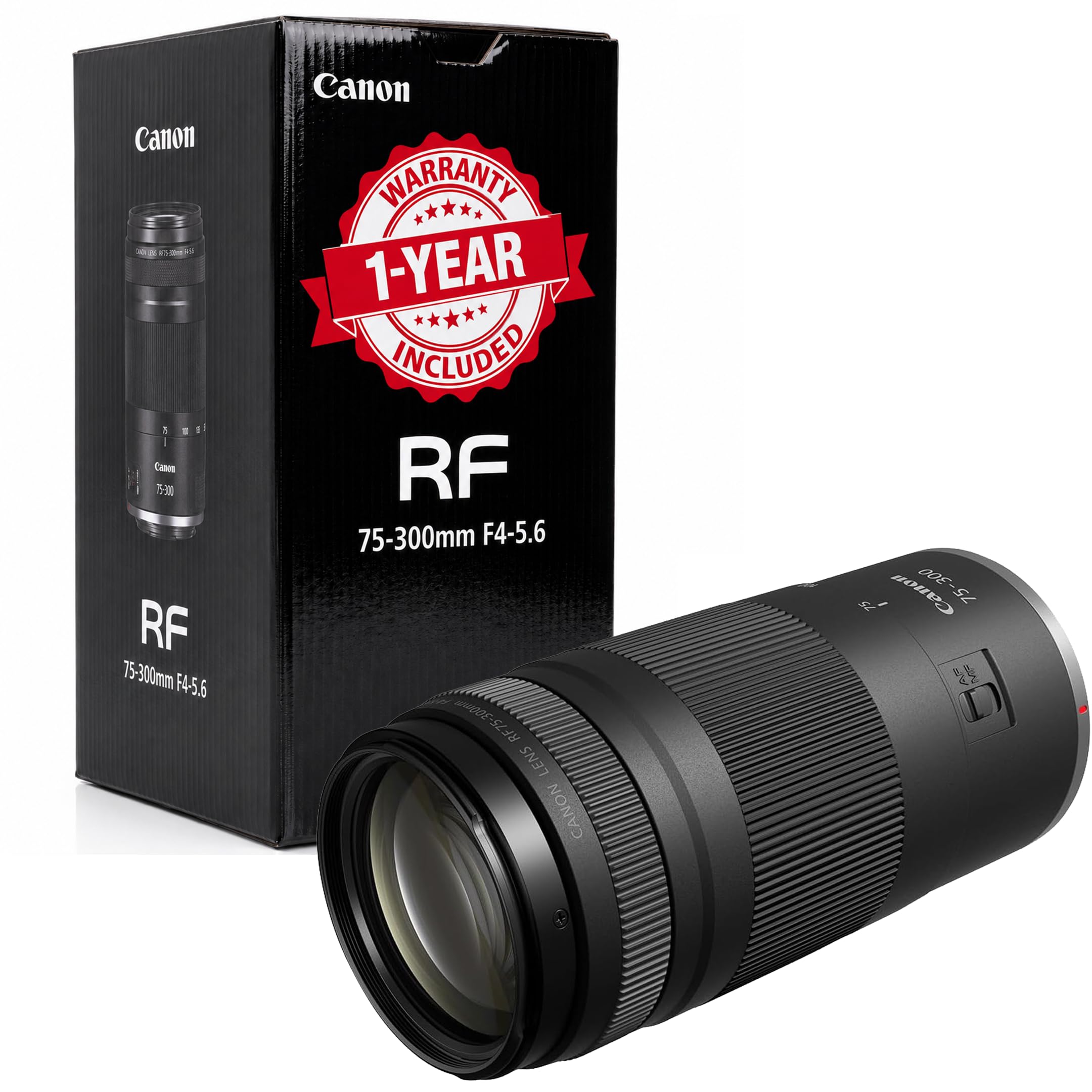 新同品　Canon RF75-300mm F4-5.6　フィルター付き　キャノン Canon RF75-300mm F4-5.6 Telephoto Zoom Lens for Canon RF Mount