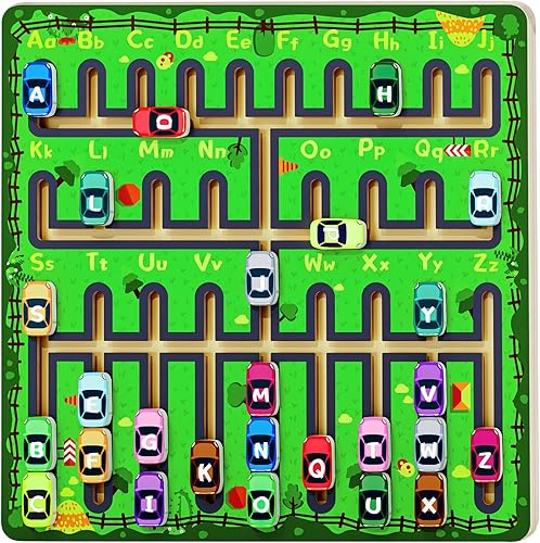Montessori - Juguetes de aprendizaje del alfabeto de madera para niños pequeños, juegos de clasificación ABC y emparejamiento para niños,