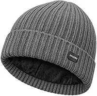 Gorro de inverno de lã merino forrado com lã para homens e mulheres chapéu de malha quente macio chapéu de esqui com punho