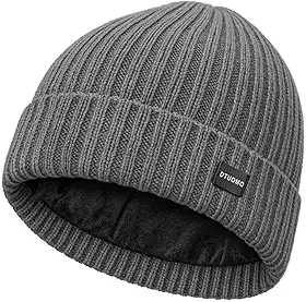 Gorro de inverno de lã merino forrado com lã para homens e mulheres chapéu de malha quente macio chapéu de esqui com punho