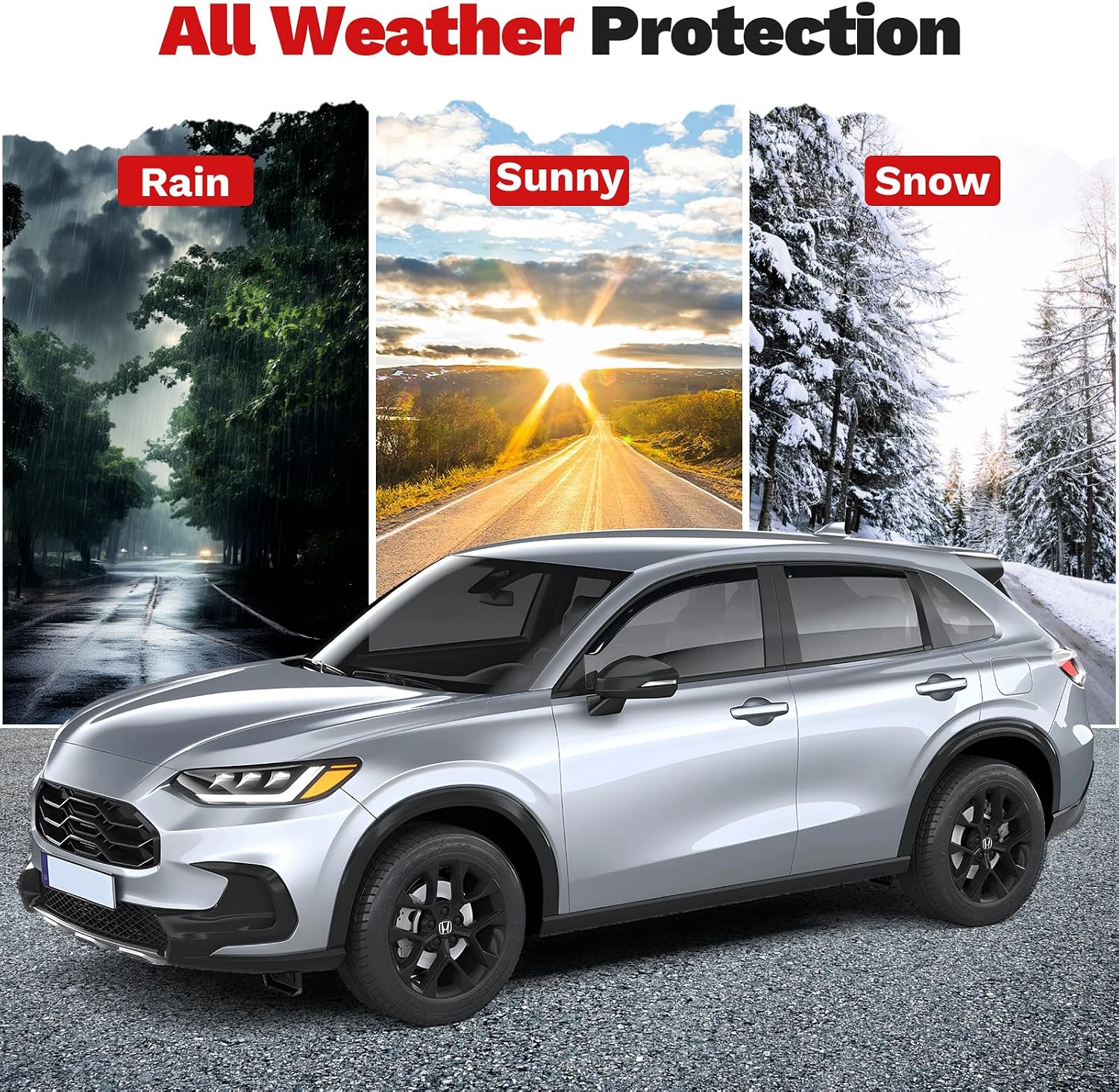 Canvcle Window Visors Rain Guards for Honda HR-V 2023-2025 2026 HRV Accessories, Outside-Mount Tape-On Side Window Wind Deflectors Vent Visors Shades Rainproof 4PCS