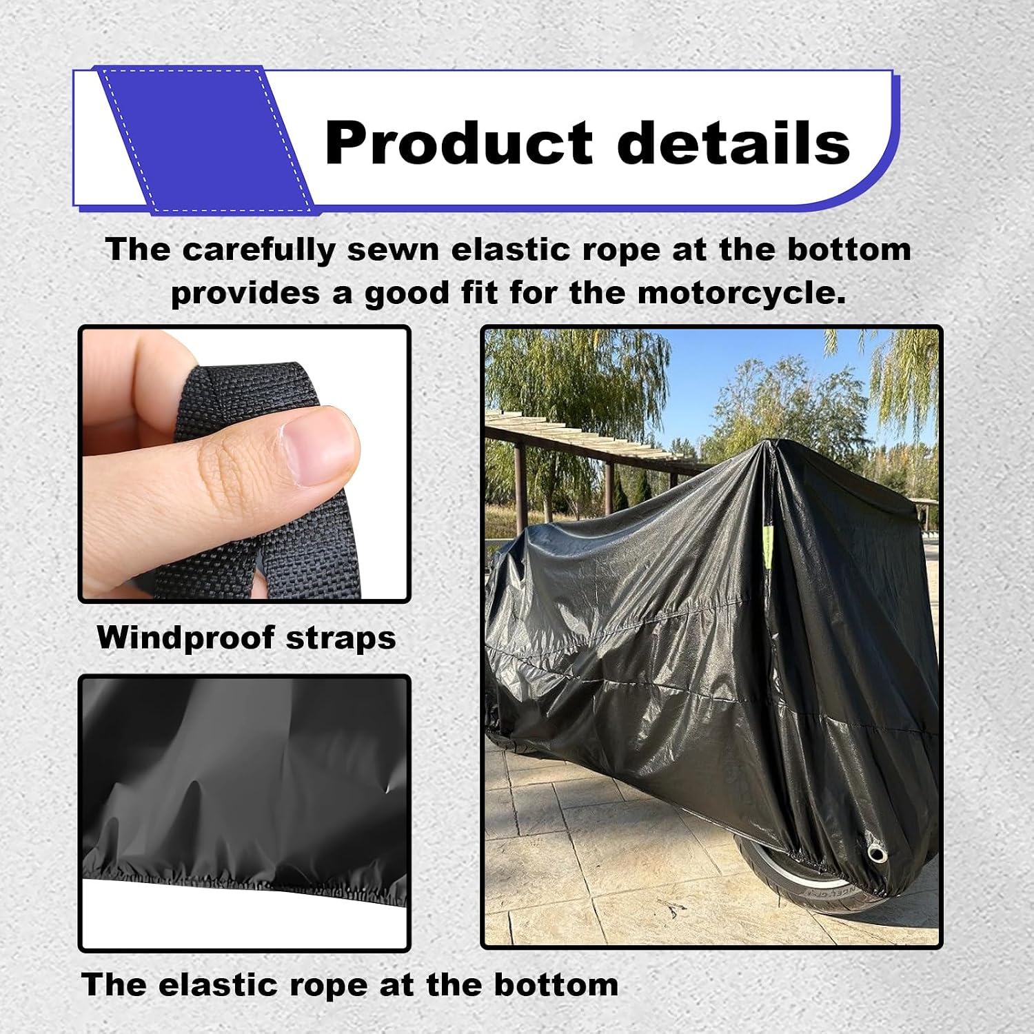 Motorcycle Scooter Cover Waterproof Outdoor All Weather Rain Snow Sun Winter All Season Durable with Lockholes & Storage Bag 96.5'' Moped Scooter Small Motorcycles Cover Protection