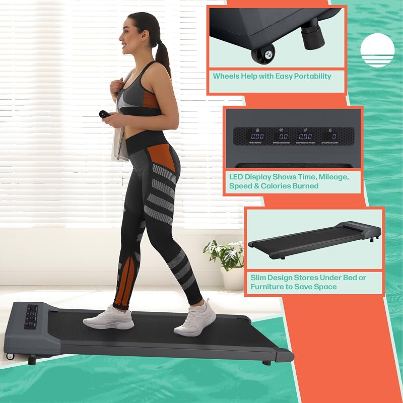 Walking Pad - Under Desk Treadmill - Walking Mat with Remote and LED Display - Portable Treadmills for Home or Office by RAD Sportz (Gray) image 4