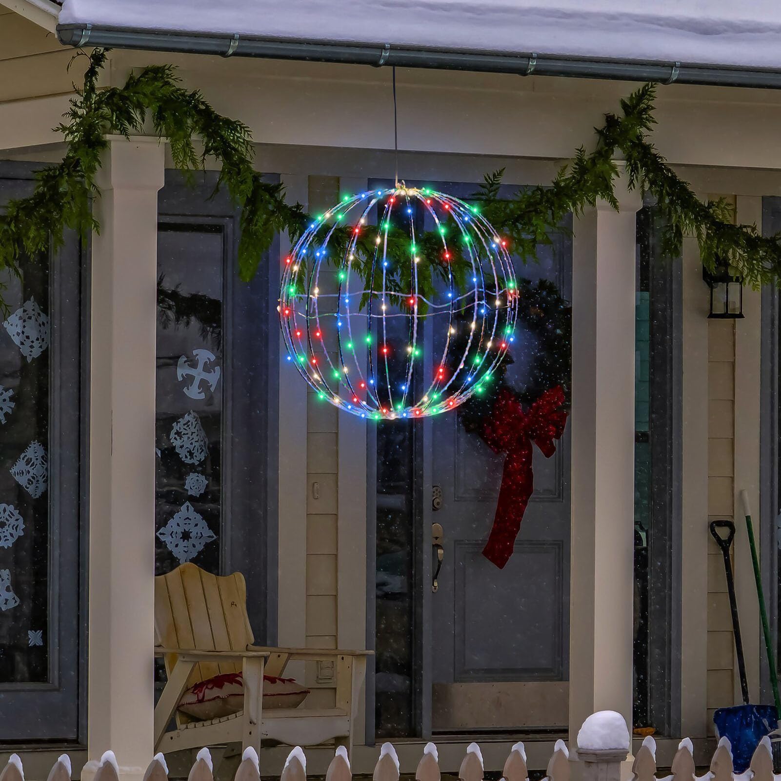 LED-Weihnachtskugel-, faltbare Kugel-Ornamente, LED-Beleuchtungsdesign, bunte, festliche Hängedekorationen, Verwendung für, Terrasse, Bäume, drinnen und draußen, Weihnachtszubehör
