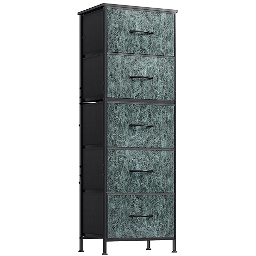 WLIVE Fabric Dresser, 5-Drawer Tall Dressers for Bedroom, Storage Dresser