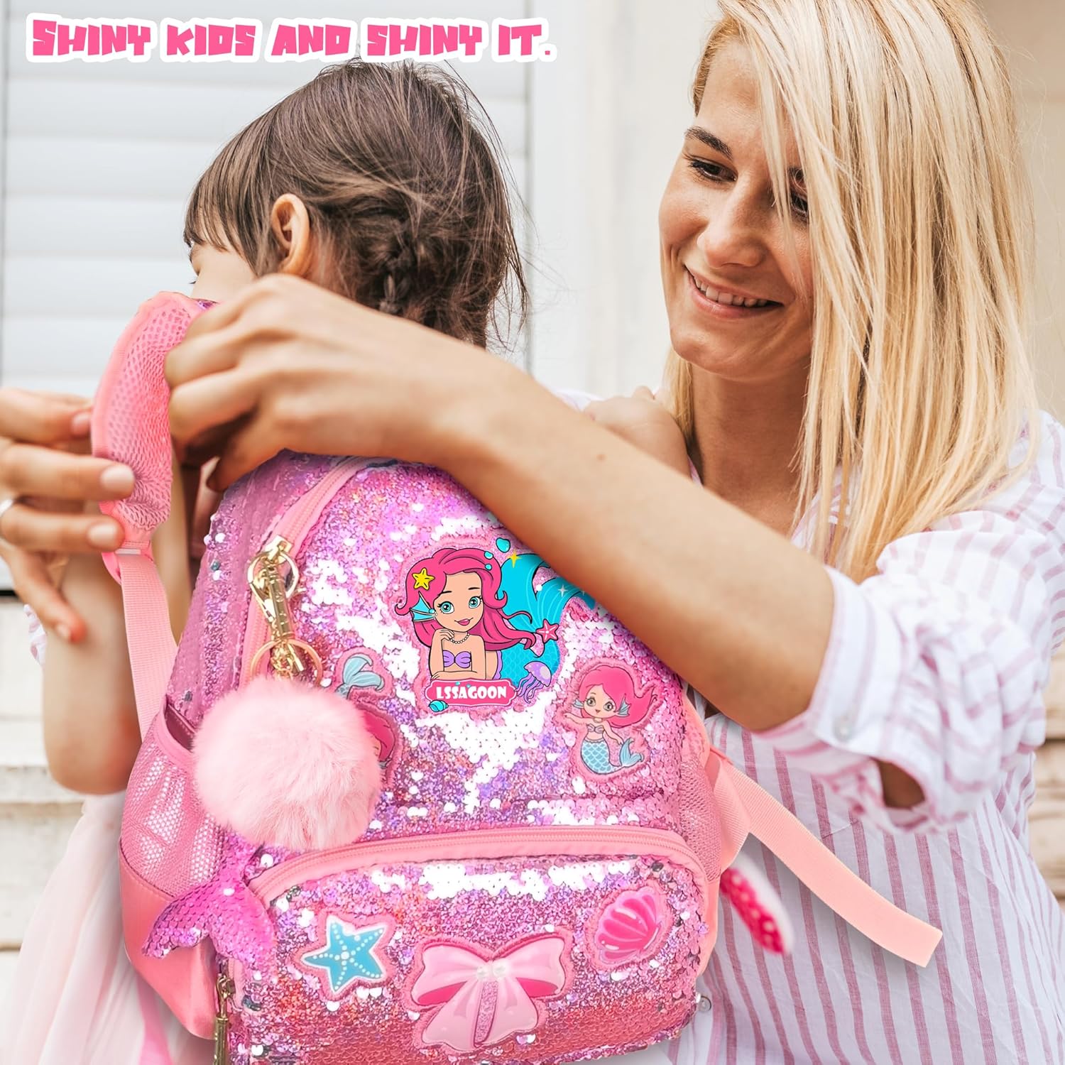 Mermaid Sparkly Sequin Backpack for little Girls Toddler,Cute Kids School Book Bag for Nursery Kindergarten Elementary,Back to School Easter Birthday Christmas Gifts for Girls - Image 7
