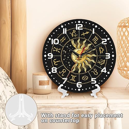 Miniatura 5 de Reloj para sala de estar, reloj de pared retro con gráficos de estrellas misteriosas, relojes de media luna, decoración contemporánea del hogar,